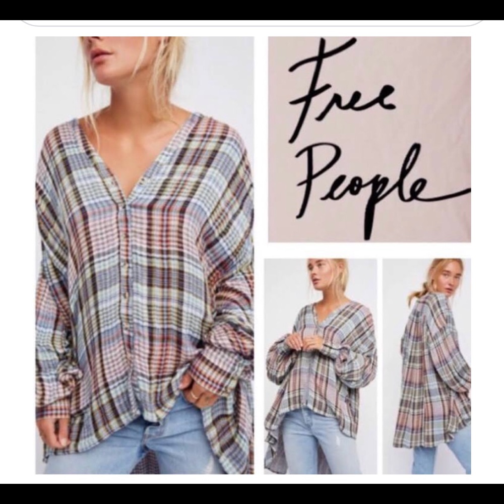 Free People Tops | Free People Come Over Flannel Plaid Shirt Button | Size: S |